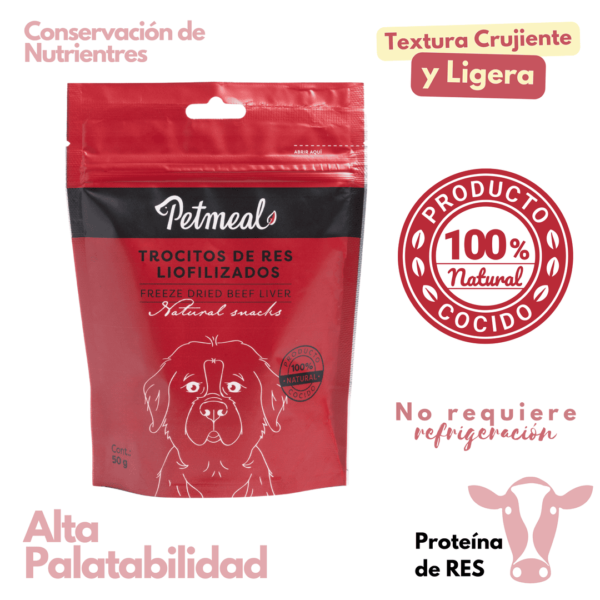 Petmeal Snack Liofilizado para Perros - Hígado de Res